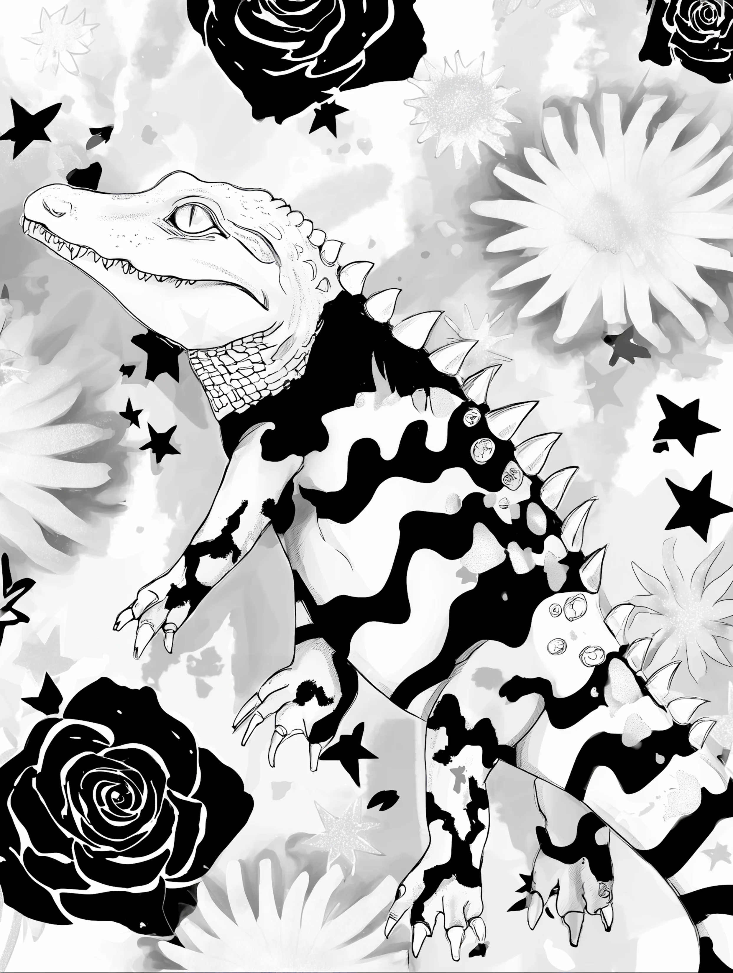 Free printable crocodile coloring pages for adults featuring wavy stripes crocodile